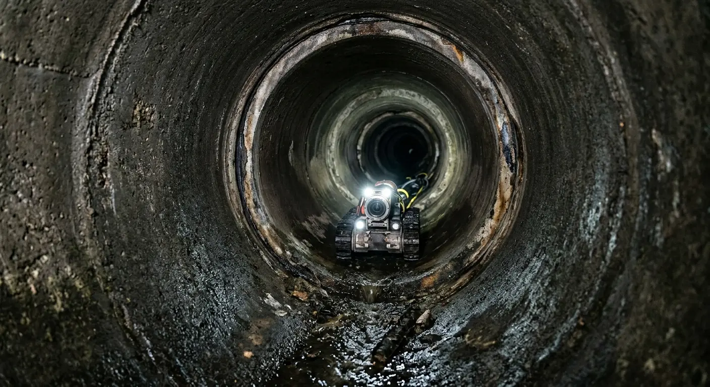 Robotic sewer camera inspecting pipe interior for Sewer Line Repair in Albertville